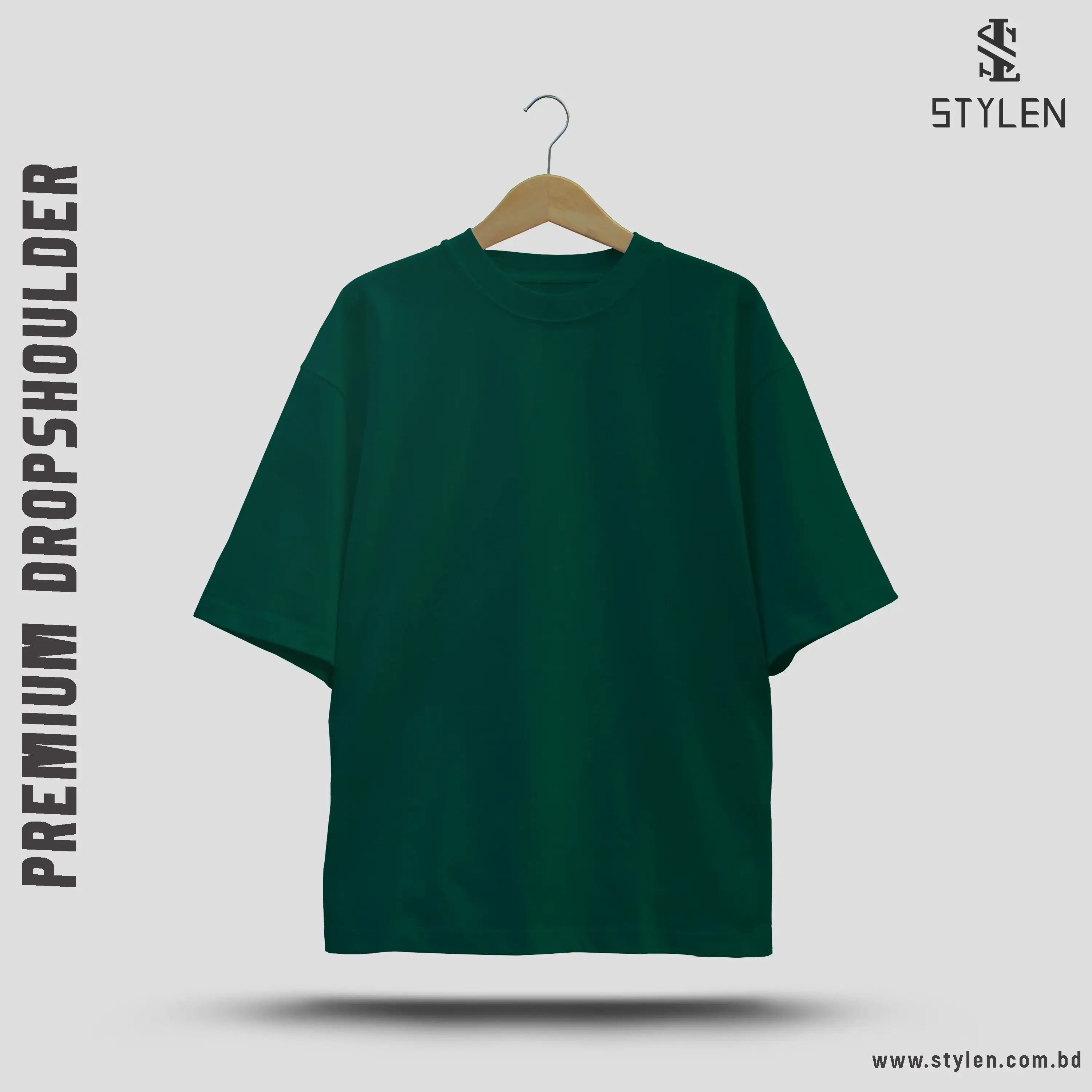 BOTTLE GREEN SOLID DROP SHOULDER