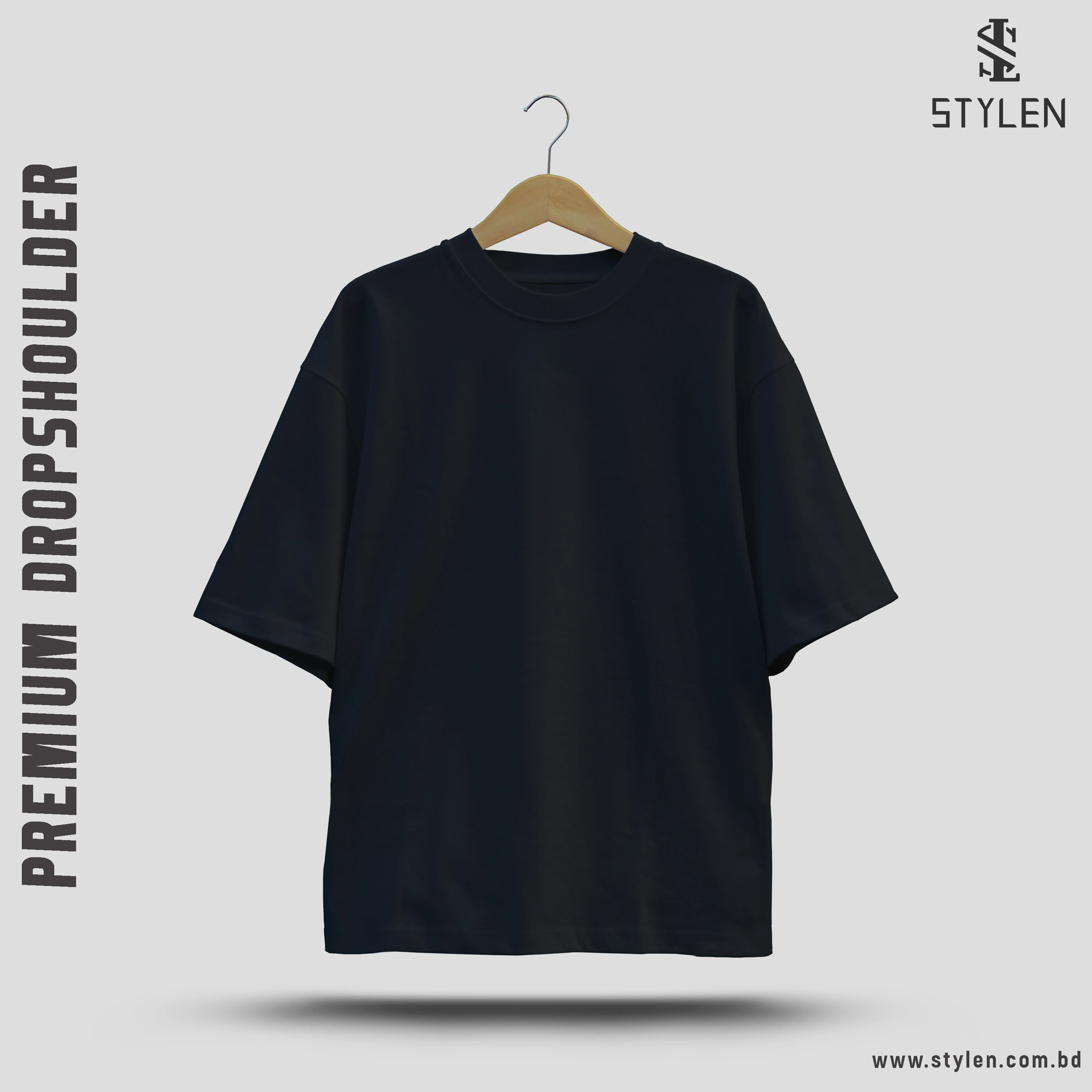 BLACK SOLID DROP SHOULDER